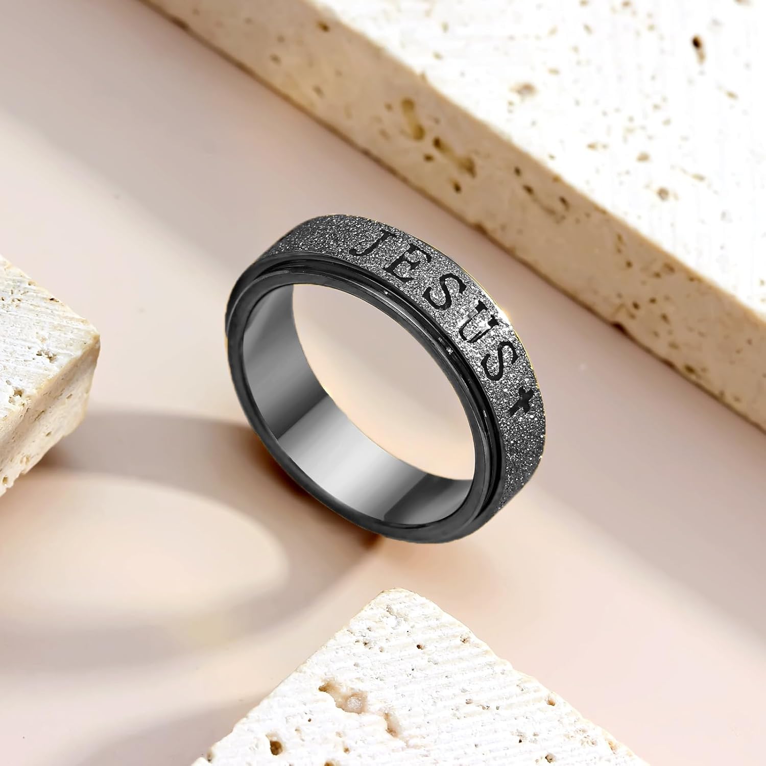 OreilleStar Fidget Spinner Anxiety Ring for Women: Fidget Toys Adults Cute Jesus Cross Thumb Ring Stainless Steel Gold Silver Size 5 6 7 8 9 10 - Image 6