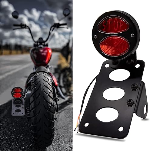 Luces traseras de motocicleta con soporte lateral para matrícula, luces de freno integradas, luz de freno impermeable, de aluminio, universal, 12 V,