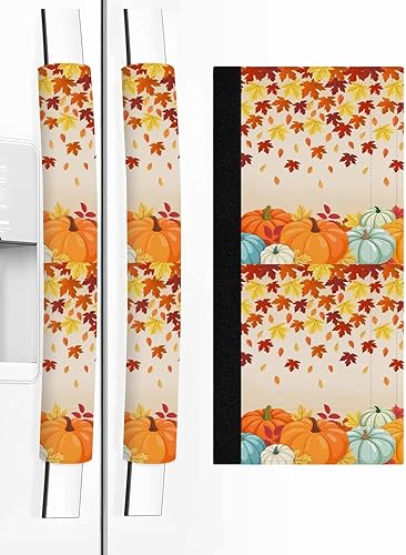 Juego de 2 fundas para manijas de puerta de refrigerador de otoño de Acción de Gracias, para lavavajillas, microondas, horno, nevera, estufa,