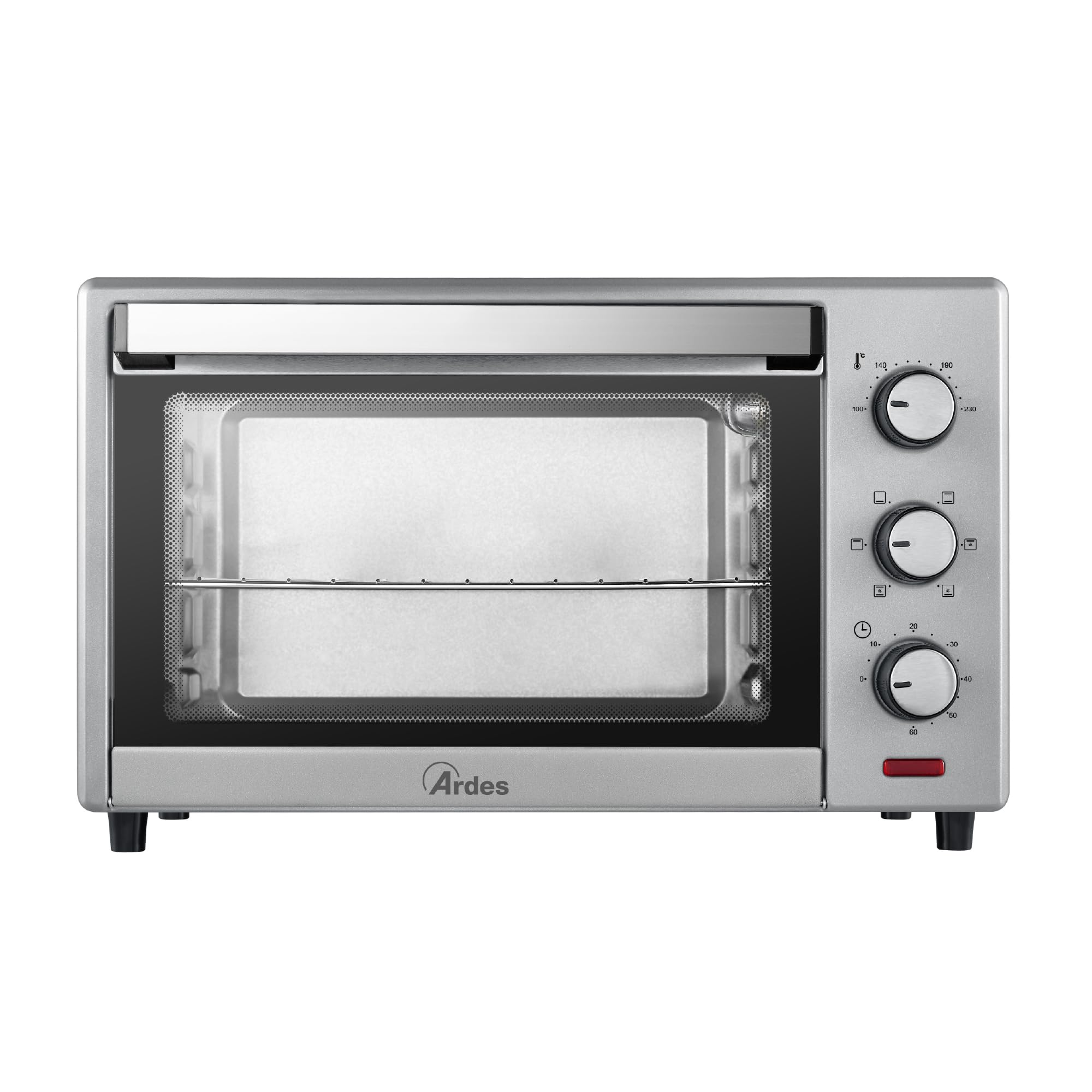 ARDES - AR6225S Four électrique ventilé Capacité de 25 litres avec lumière interne 6 fonctions Cuisson Minuterie Double vitrage avec accessoires Magnus, Argent