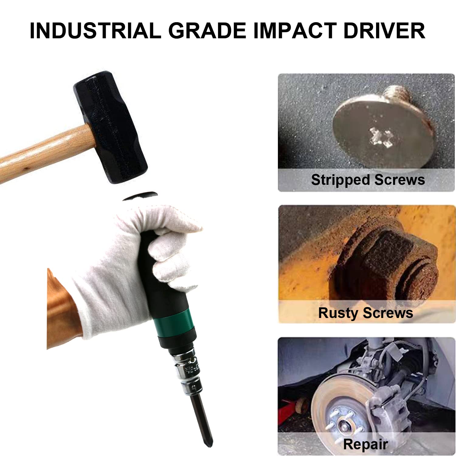 Impact Screwdriver Bit Set 1/2 Hand Manual Reversible Impact