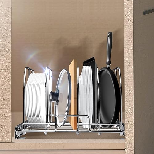 Miniatura 8 de VEVOR Estante para sartenes y ollas, organizador extensible para debajo del gabinete, bandeja para hornear bandejas para hornear, separadores de