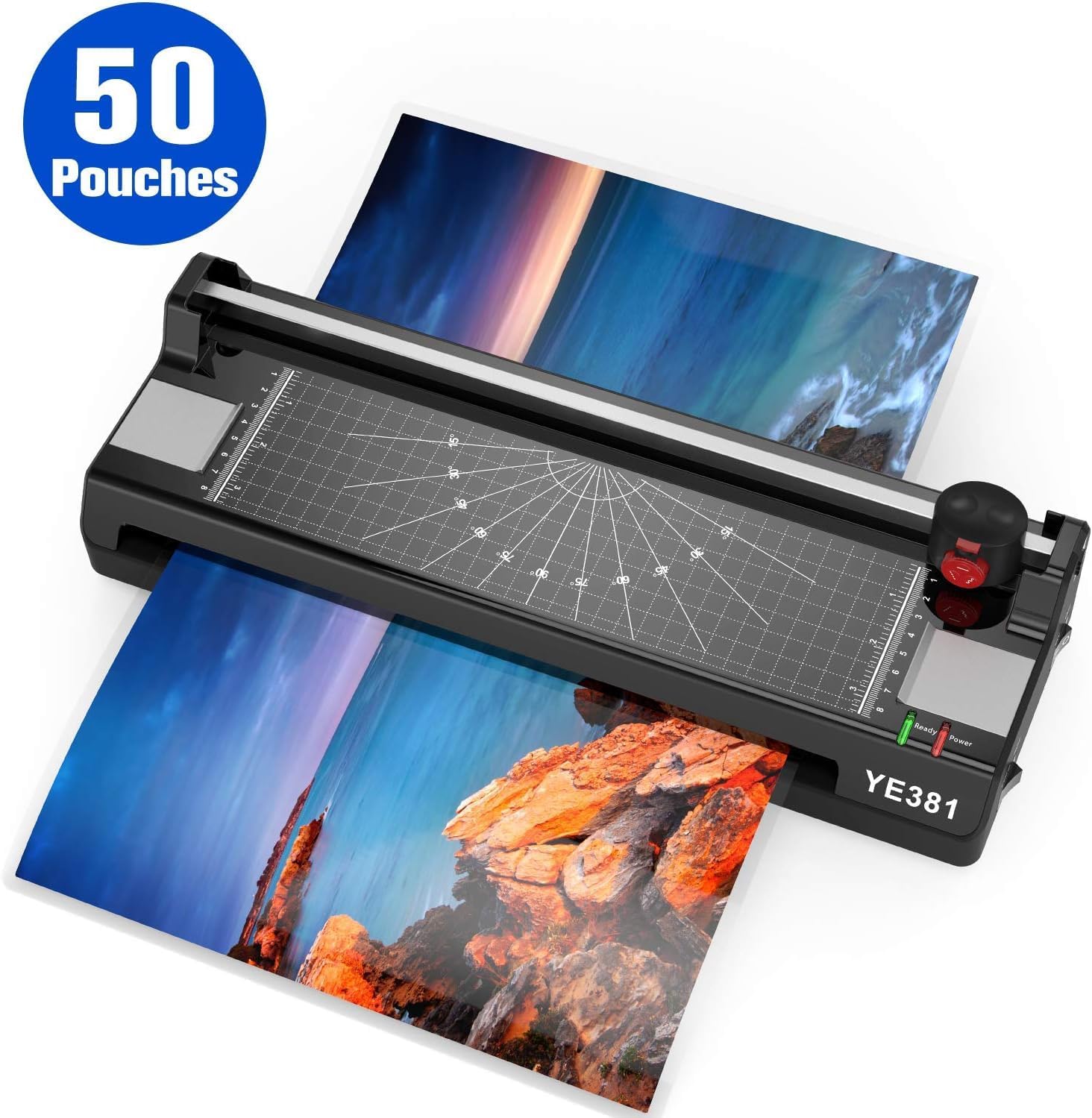 13 inch Laminator Machine for A3/A4/A6, Thermal Laminating Machine with 50 3Mil Laminating Pouches for Home Office School Use , Paper Trimmer and Corner Rounder