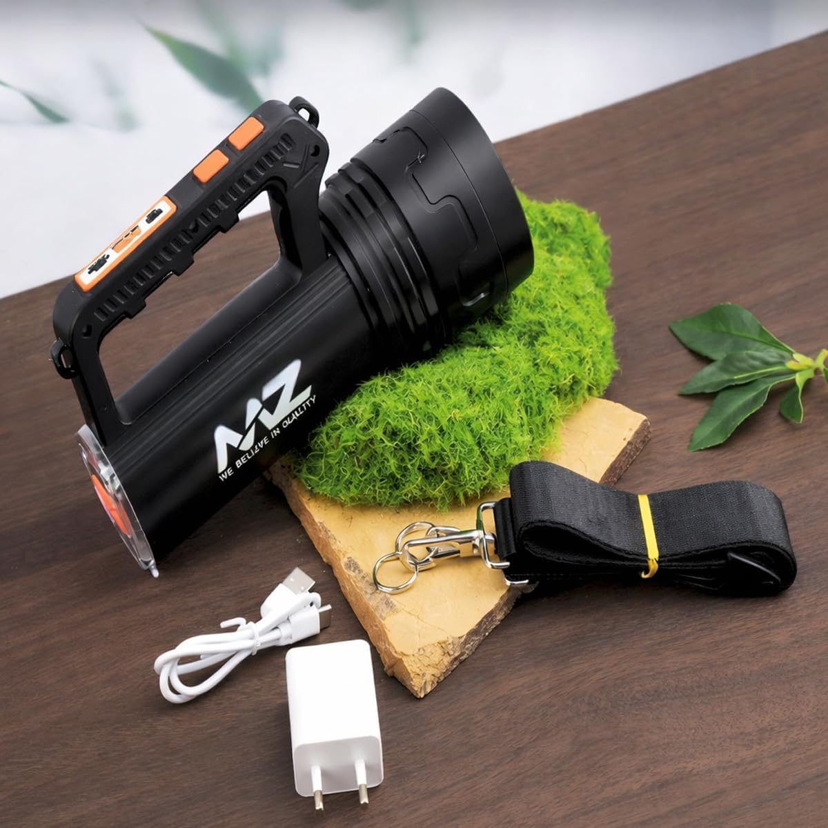 KREZON Rechargeable LED Torch Light High Power Long Range Flashlight with USB Charging, Multi Mode Emergency Search Light for Home, Outdoor-picture-29