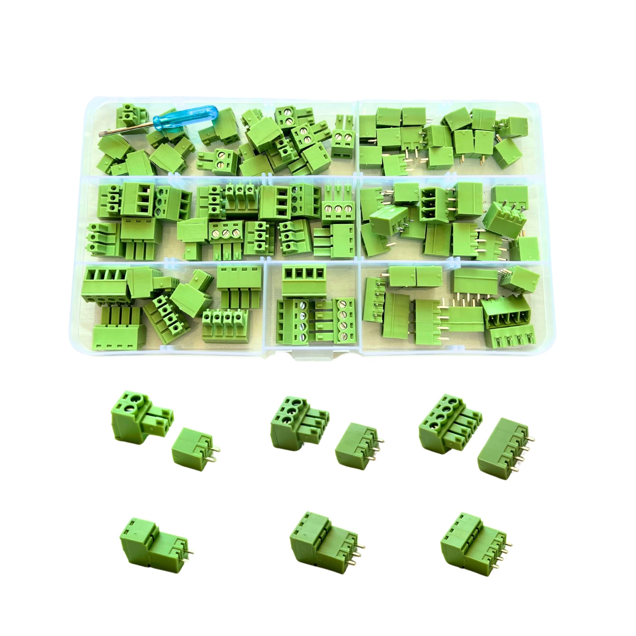 Lot de 40 Paires de Connecteurs de Borniers Enfichables 3,81 mm Pitch 2, 3, 4 Broches PCB Vis Bloc Terminal, pour PCB (Angle Droit)