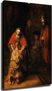 Wall Art Canvas Prints- Return Of The Prodigal Son Religion Painting By Rembrandt Posters Room Aesthetics-Best decoration for kitchen living room bedroom office gym etc (08x12inch-Unframed)