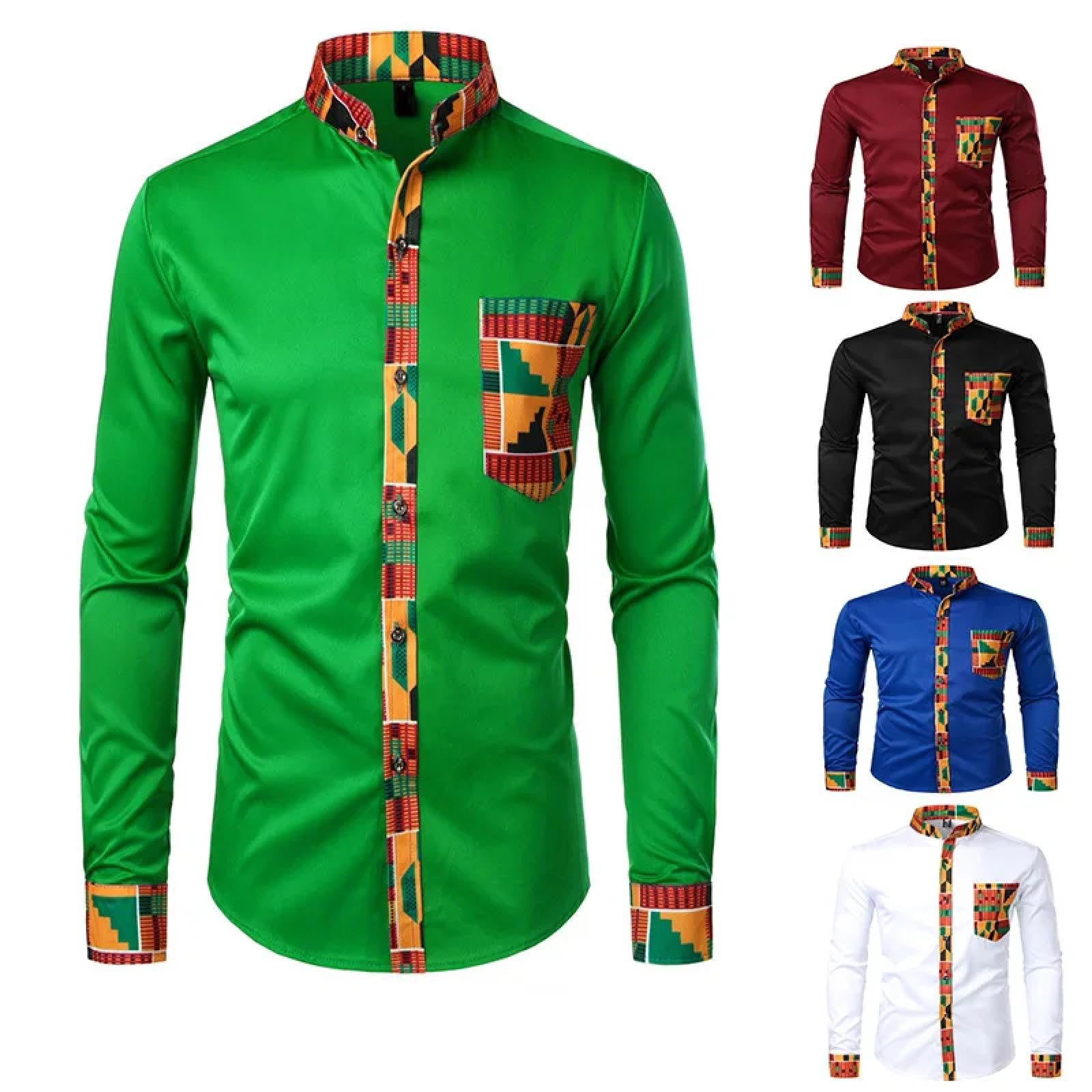 Men Chemise Homme Manches Longues Casual Shirt Businessvêtements Chemise Homme Col Debout Impression Numérique Chemise À Fleurs À Manches Longues Cardigan Homme Top