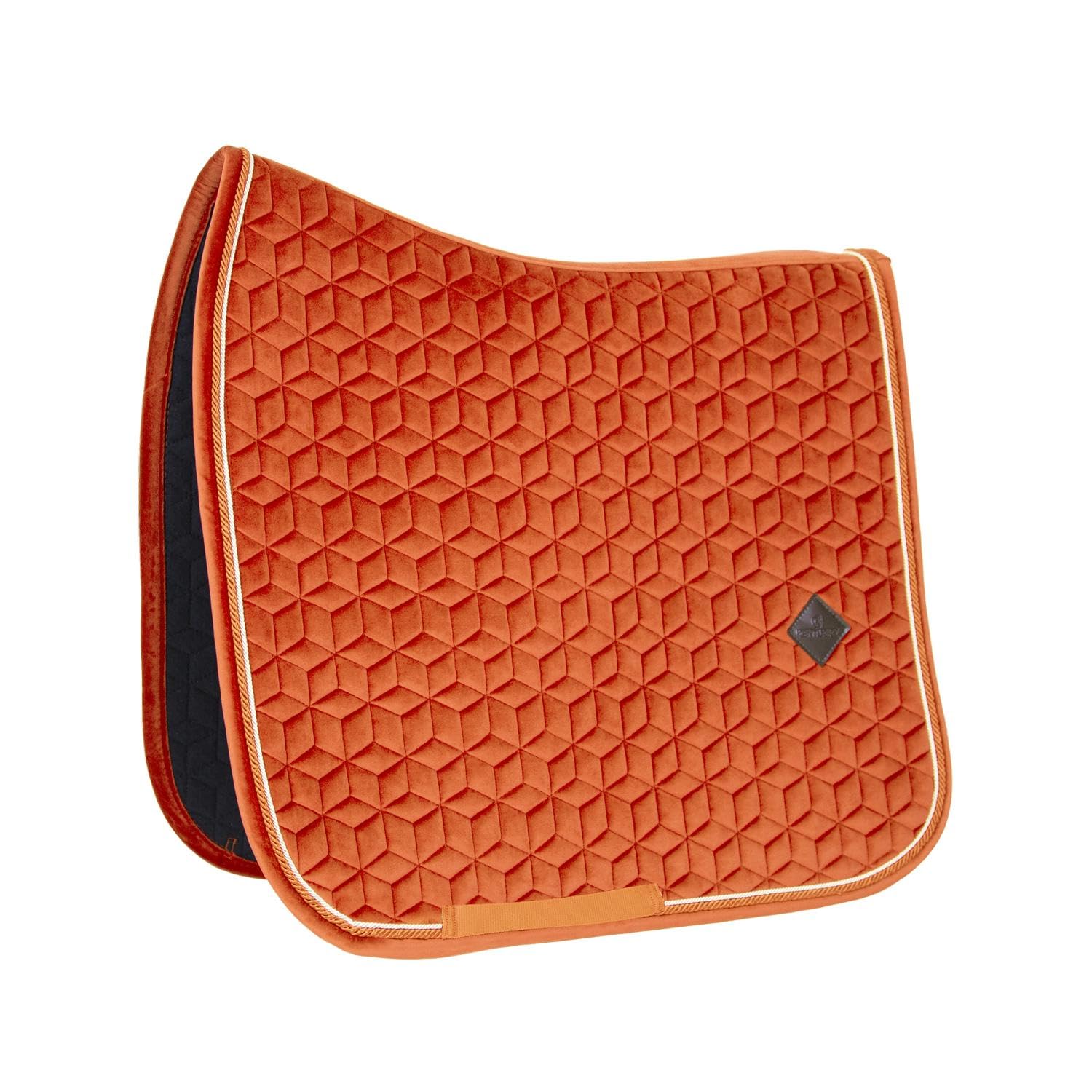 Kentucky Horsewear Satteldecke Velvet Dressur – Orange Schabracke – Dressurform mit Doppelkordel – Atmungsaktiv – Maschinenwaschbar