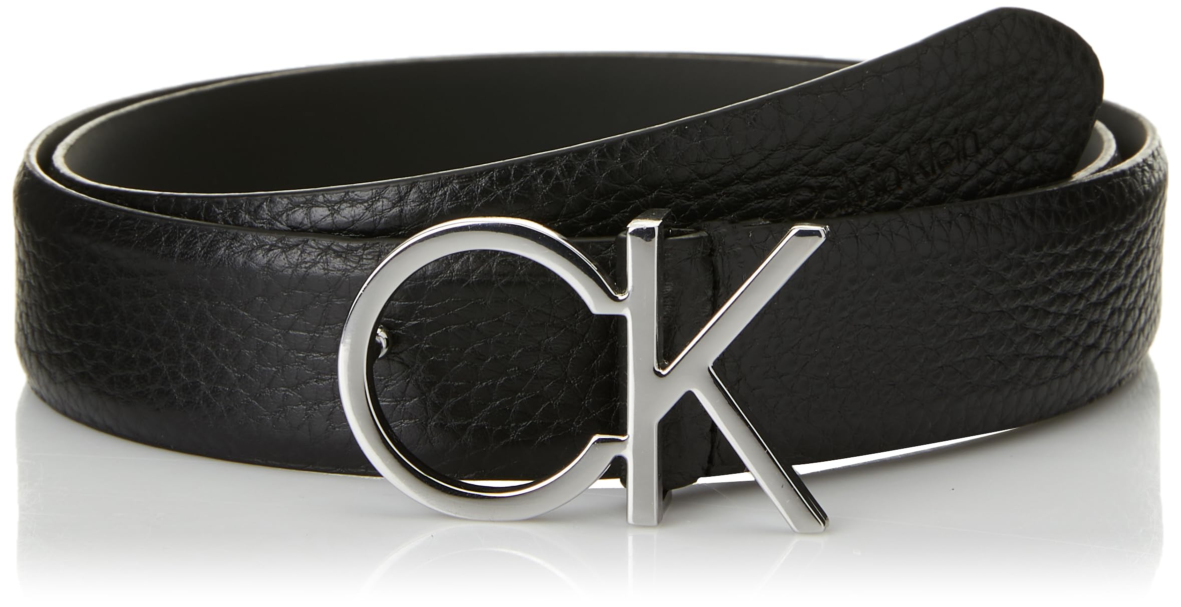 Calvin Klein Ceinture Femme Ck Logo Belt 3.0 Pebble Cuir