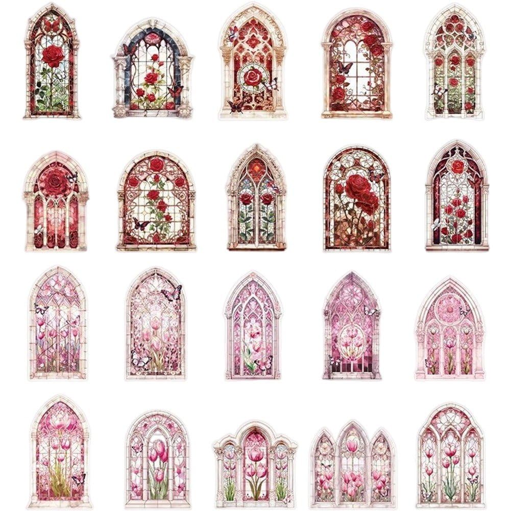 Sanfly Vintage Scrapbook Sticker 20pcs/2sets Pet Self Adhesive Stickers Diy Retro Journaling Supplies Diy Scrapbooking Journaling Aesthetic Stickers