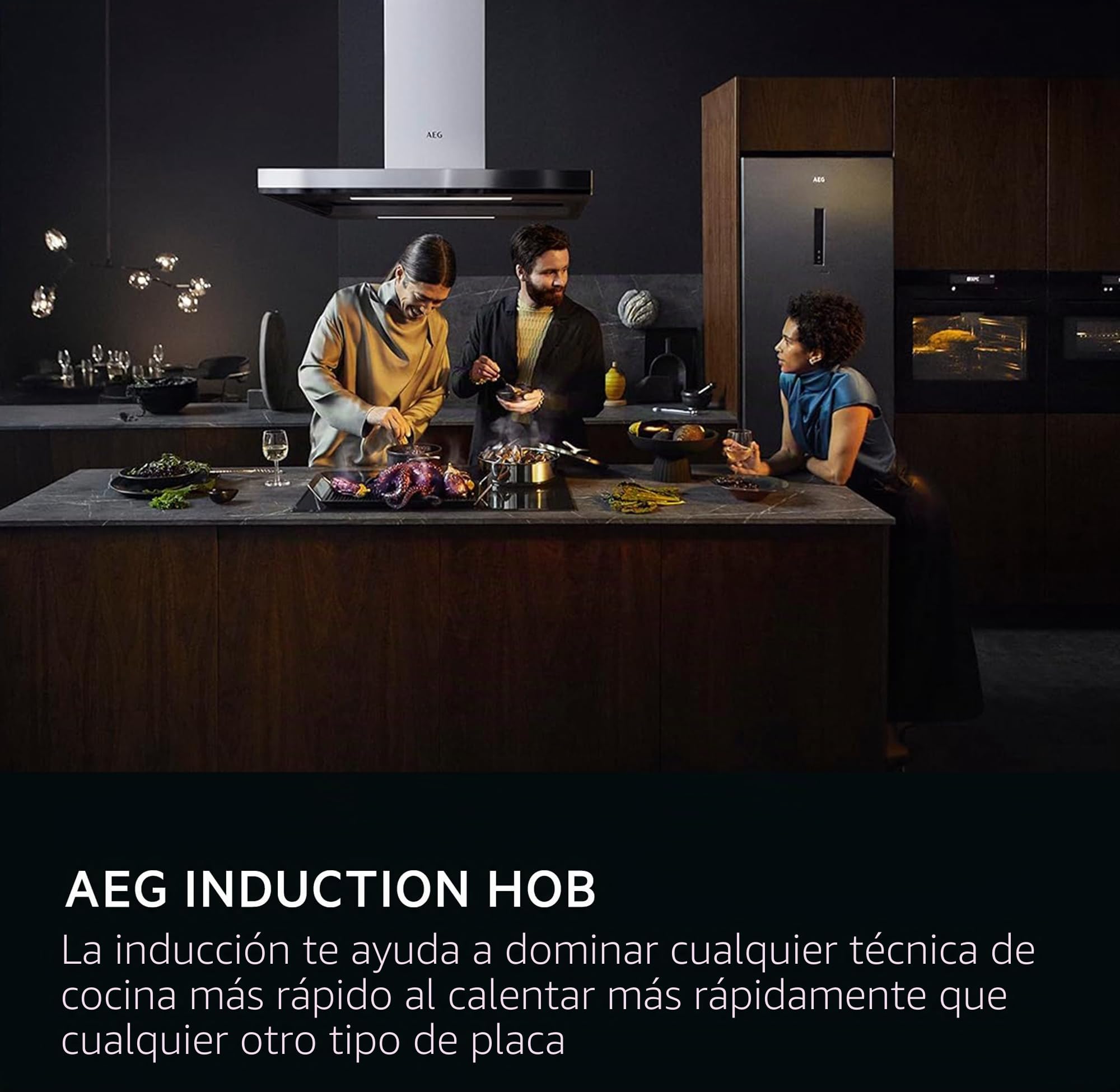 AEG IKX64441CB Placa de inducción, serie 6000, 4 zonas de cocción, 60 cm, función de puente, función Hob2Hood, temporizador de placa integrado, cerradura con llave, calor residual de 3 pasos, color