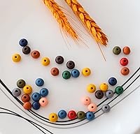 Vista 3 de ToBeIT - 1000 piezas de cuentas de madera de color otoño, cuentas de madera rústica de granja, cuentas redondas para macramé, cuentas para hacer