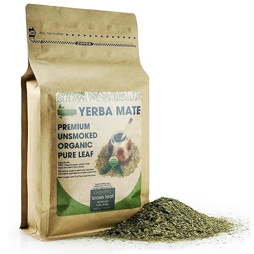 YerBalance Yerba Mate Tea Hoja suelta 400g (14 oz) Premium Sin fumar Orgánico Hoja pura tradicional sudamericana Yerba Mate Nueva Hoja Grande Corte