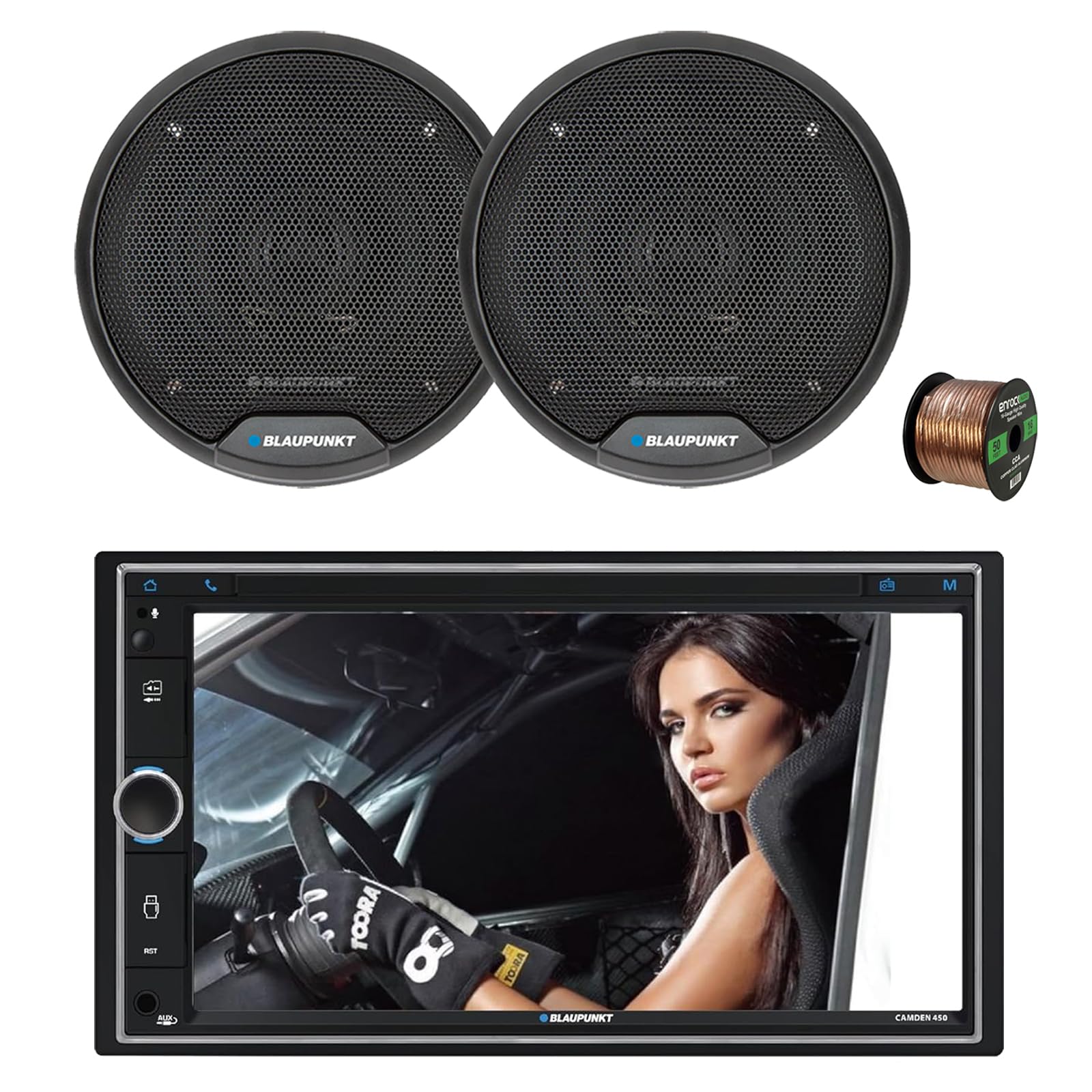 Blaupunkt CAMDEN 450 7” Touchscreen Double DIN Bluetooth AM/FM Digital Multimedia Receiver, 2x 6