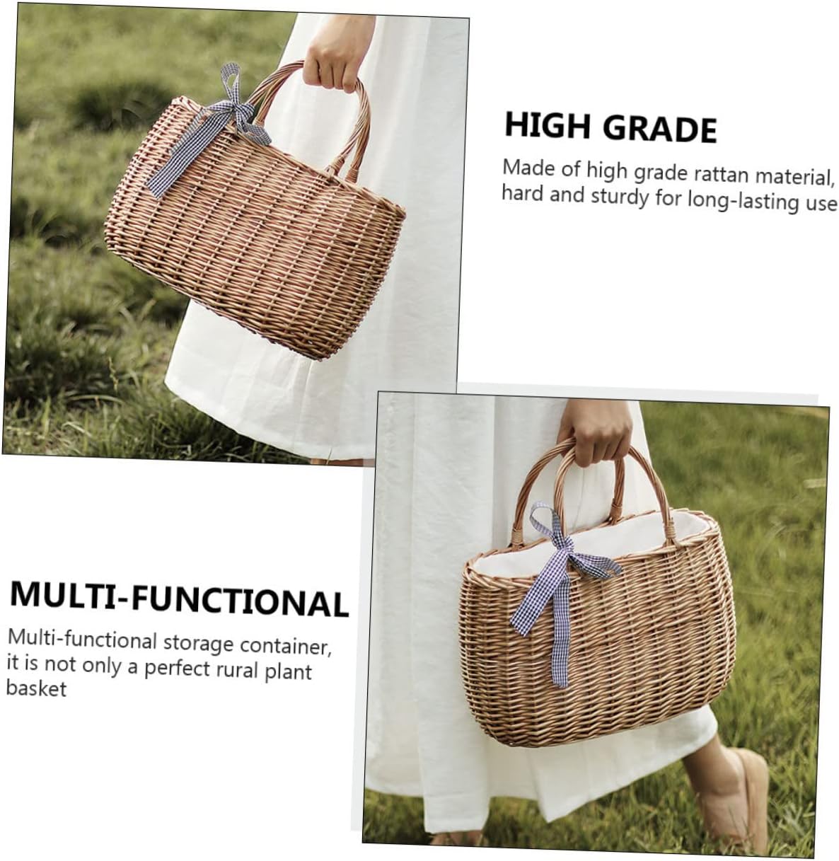 Elegant Rattan Weaving Purse Storage Basket Basket Fruit Holder Eco-friendly Home Decor