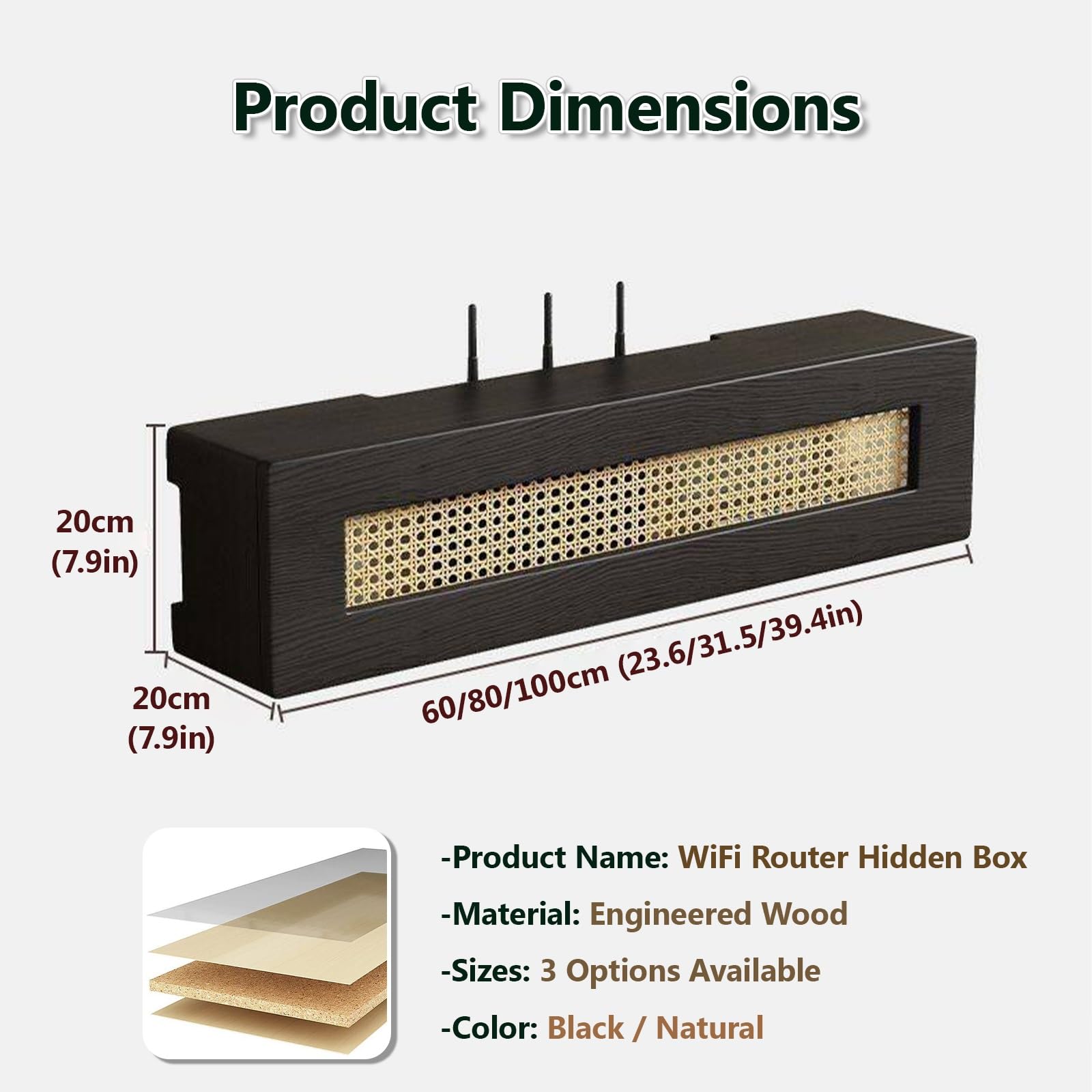 Versteckte WiFi-Router-Box, Wandmontierter Router-Aufbewahrungsschrank Und Kabel-Organizer, Modem, Steckdosenleiste & Kabelverstecker Für Zuhause, Büro, Wohnzimmer, Platzsparend