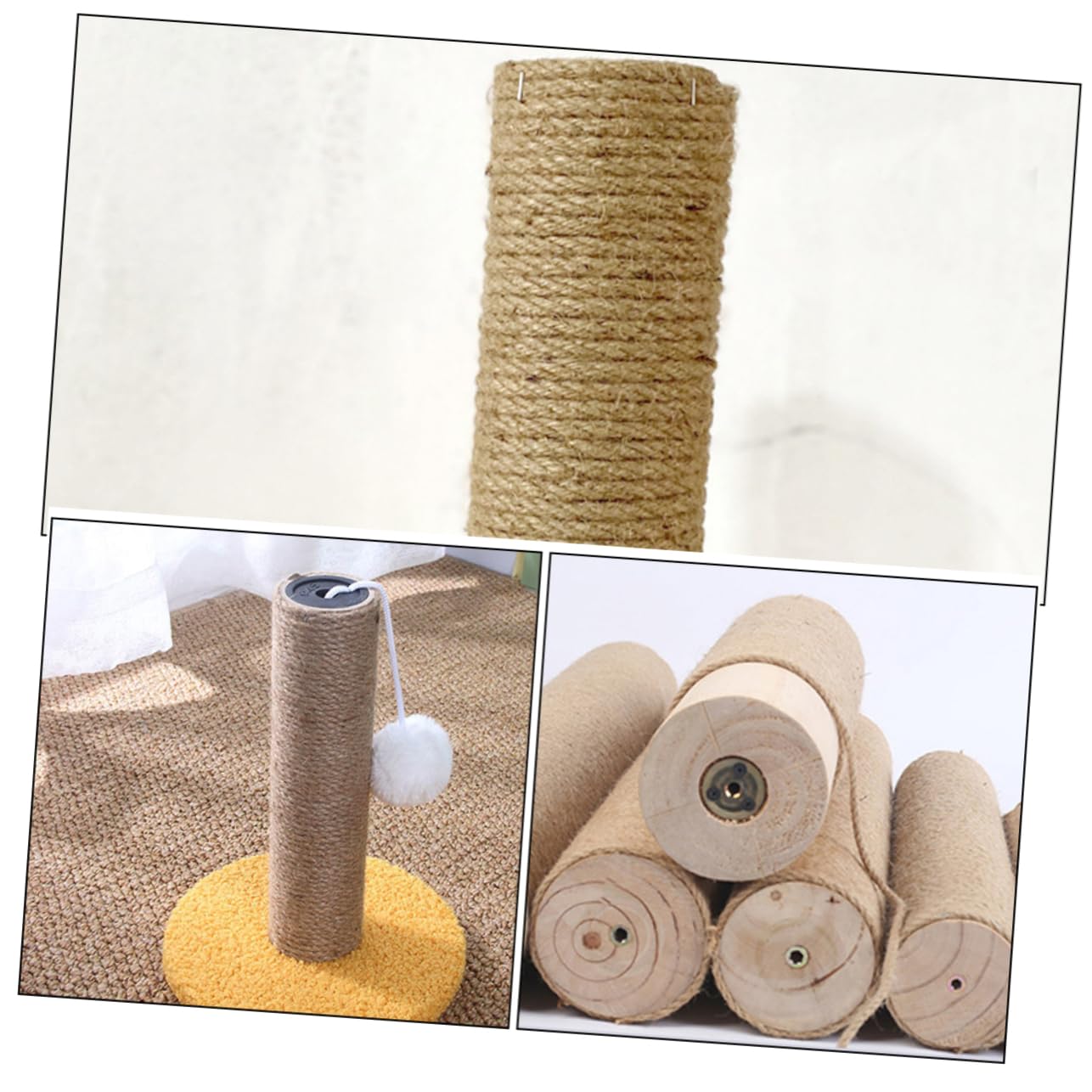 Poste Rascador Vertical para Gatos de Madera y Cuerda, Resistente al Desgaste, Adecuado para Reemplazo en Árboles para Gatos y Protección de Muebles