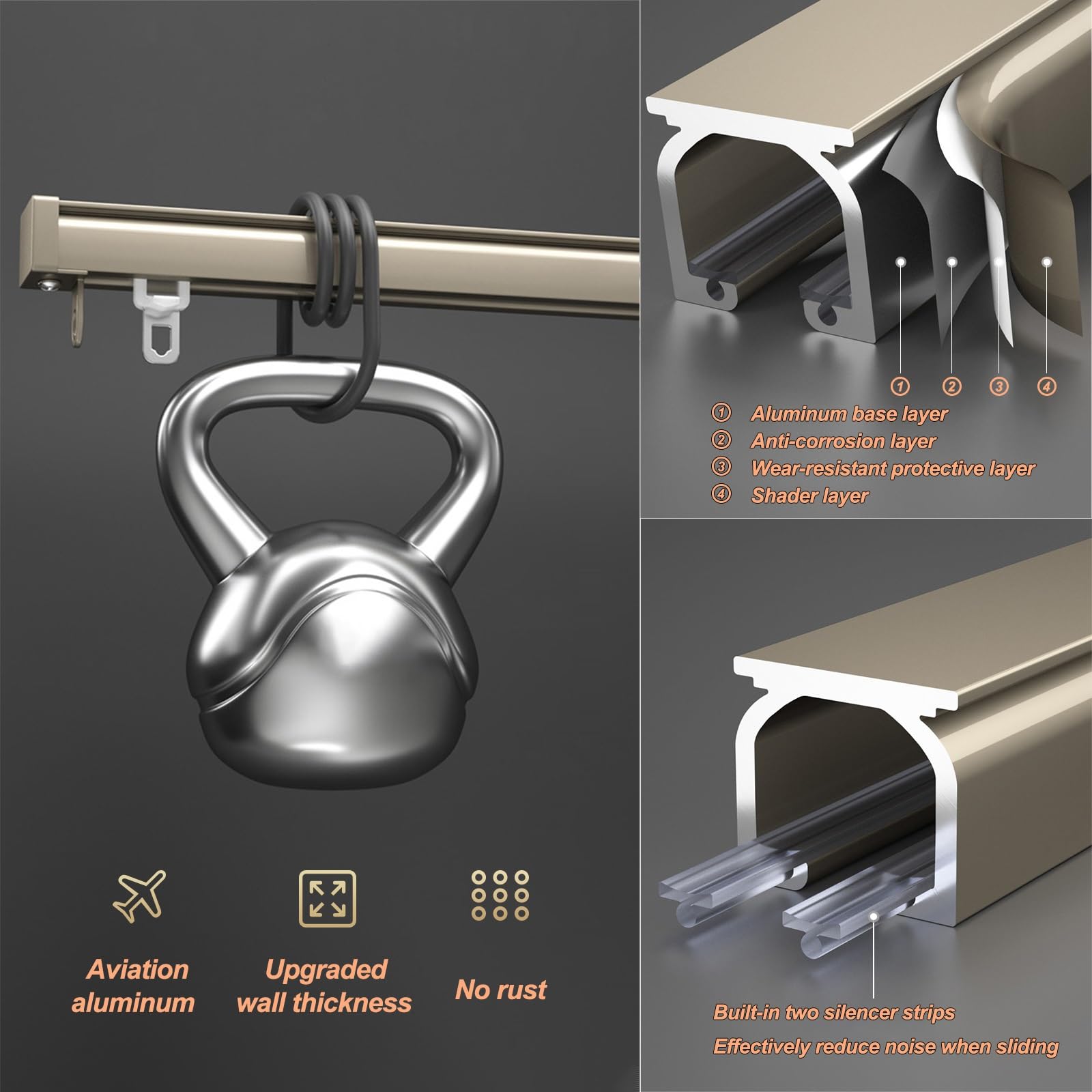 Aluminiowy system szyn do zasłon do montażu na suficie lub ścianie, stylowa biała zasłona prysznicowa i ścianka działowa, idealne rozwiązanie do każdej przestrzeni