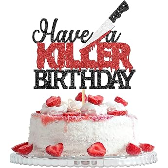 Have a Killer Cake Topper CHUNLINLAODA Cake Decoration Halloween Cake Topper Halloween Cake Decoration Bloody Cake Topper Children Boy Man Adults Birthday Horror Party Decorations Red