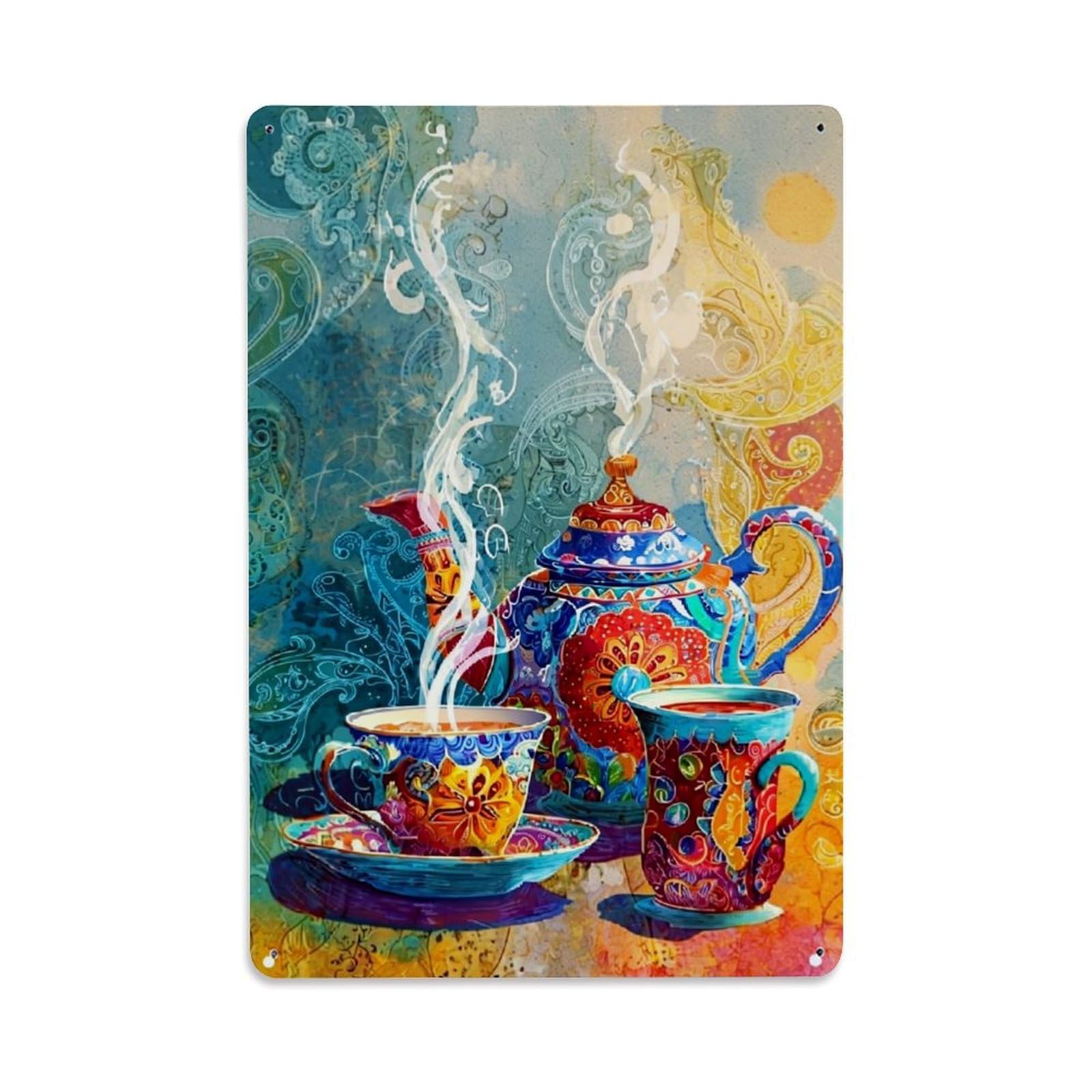 Jdfenggu Vintage Colorful Floral Swirls Abstract Art Retro Metal Tin Sign, Decor Art Poster For Bar, Home, Man Cave, Kitchen, Laundry Room Gift 8X12inch