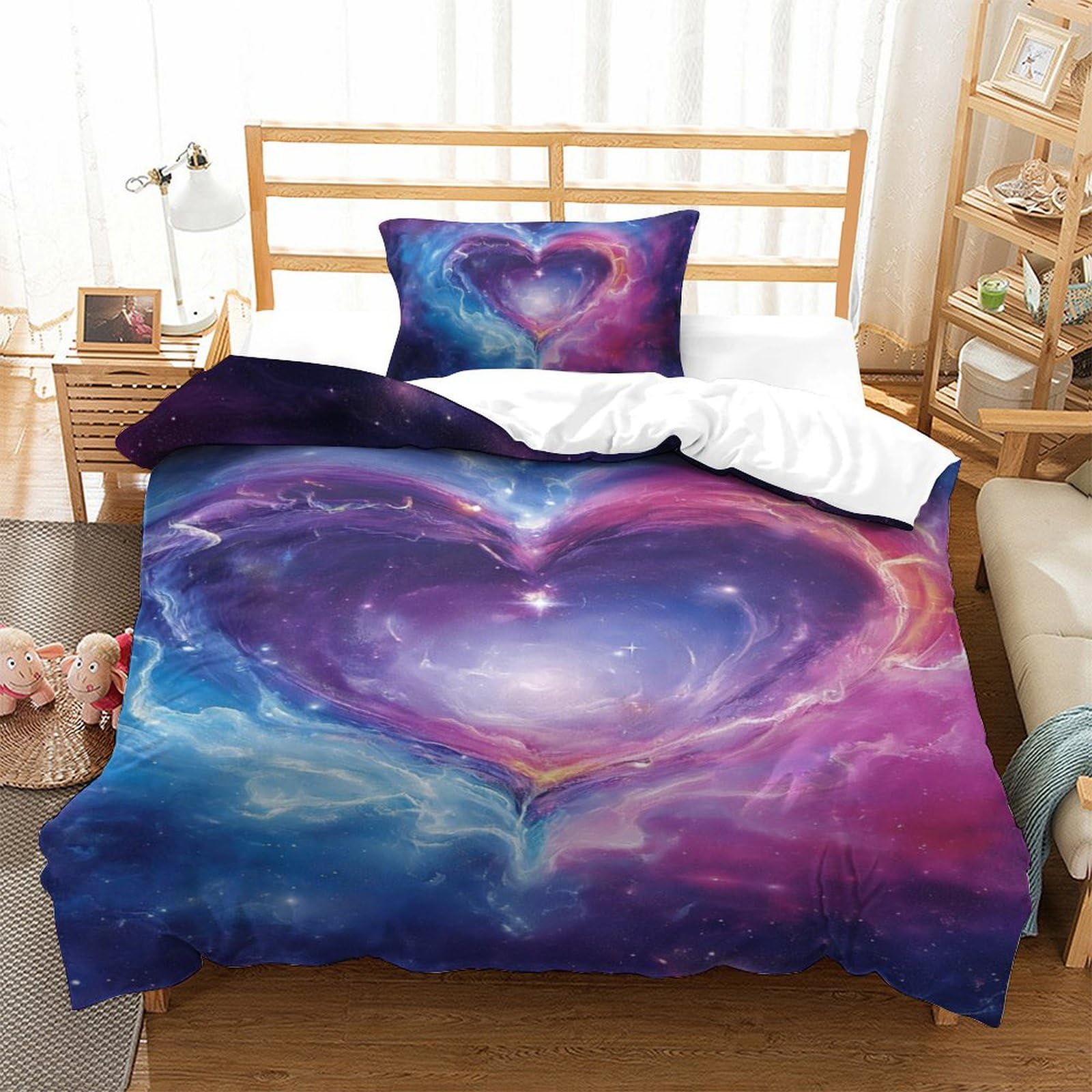 Housse de couette 135x200 nébuleuse spatiale, le cadeau de lit parfait pour enfant