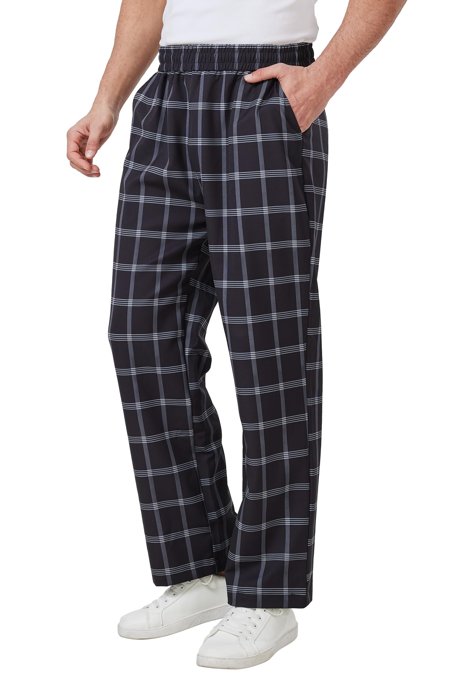 Nanxson Homme Pantalon de Cuisinier Unisexe Tour Pantalon de Travail de Taille Extensible Élastique pour Restauration Hôtel Cantine