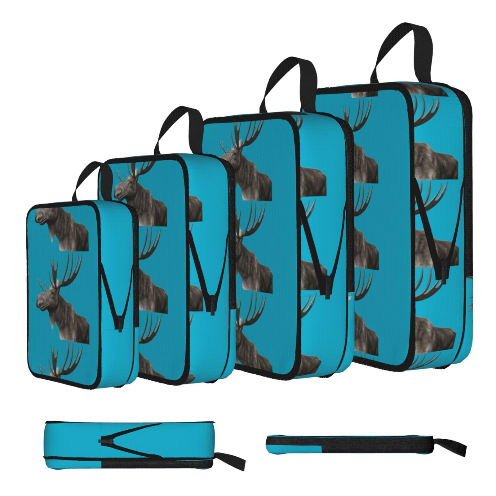 Print Compression Packing Cubes 4-Piece Set With Multi- Compartment Travel Bag, Waterproof Suitcase Organiser Bags