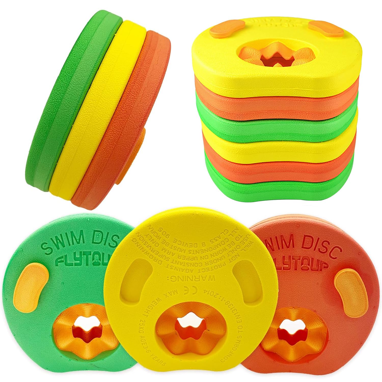 LieIe Manguitos Natación Niños Bebe 6pcs - Manguitos Piscina Bebe 2 a 8 Años Discos Flotantes EVA para Entrenamiento, Flotador Natación Niños Anillos Brazos Natación Flotador Espuma Piscina