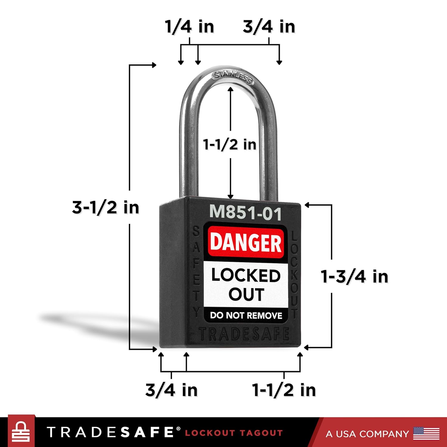 TRADESAFE Lockout Tagout Locks Set with Master Keys - 10 Black Loto Locks Keyed Different, OSHA Compliant Lock Out Tag Out Padlocks for Lockout Tagout Kit, 2 Keys Per Lock