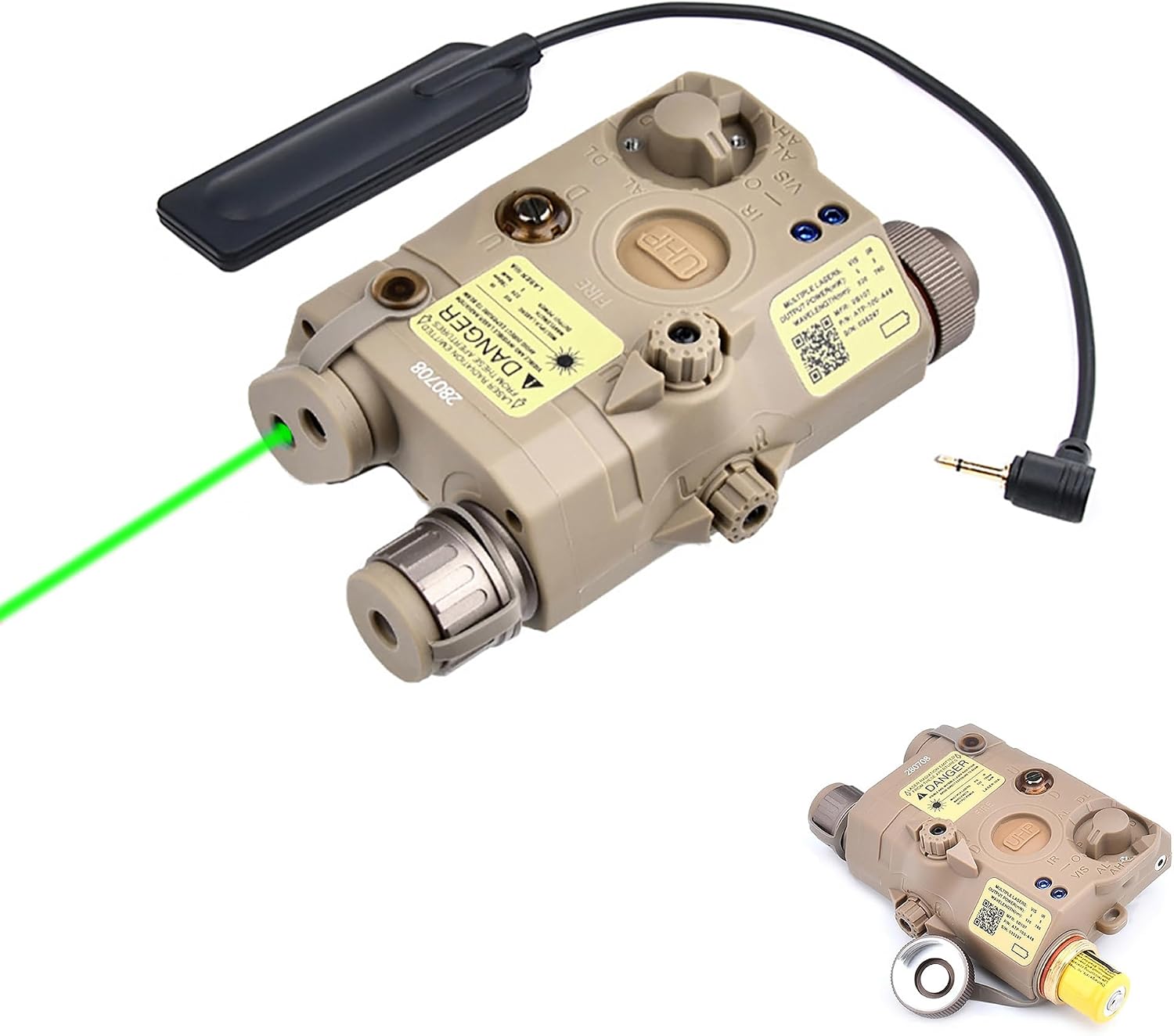 PEQ-15 Plastic Box Laser Sights，with IR Laser + Red/Green Laser Sight + IR Light Illuminator Night Vision Flashlight，with Pressure Switch，for 20mm Rail