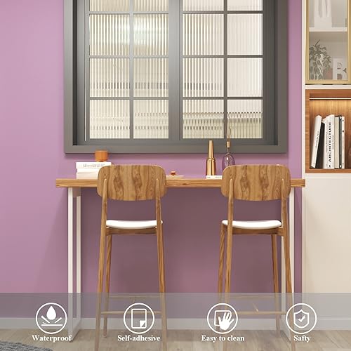 Miniatura 5 de Papel tapiz rosa morado de 15.7 x 393 pulgadas, papel de pared extraíble, apto para inquilinos, papel adhesivo morado para armarios, paredes,