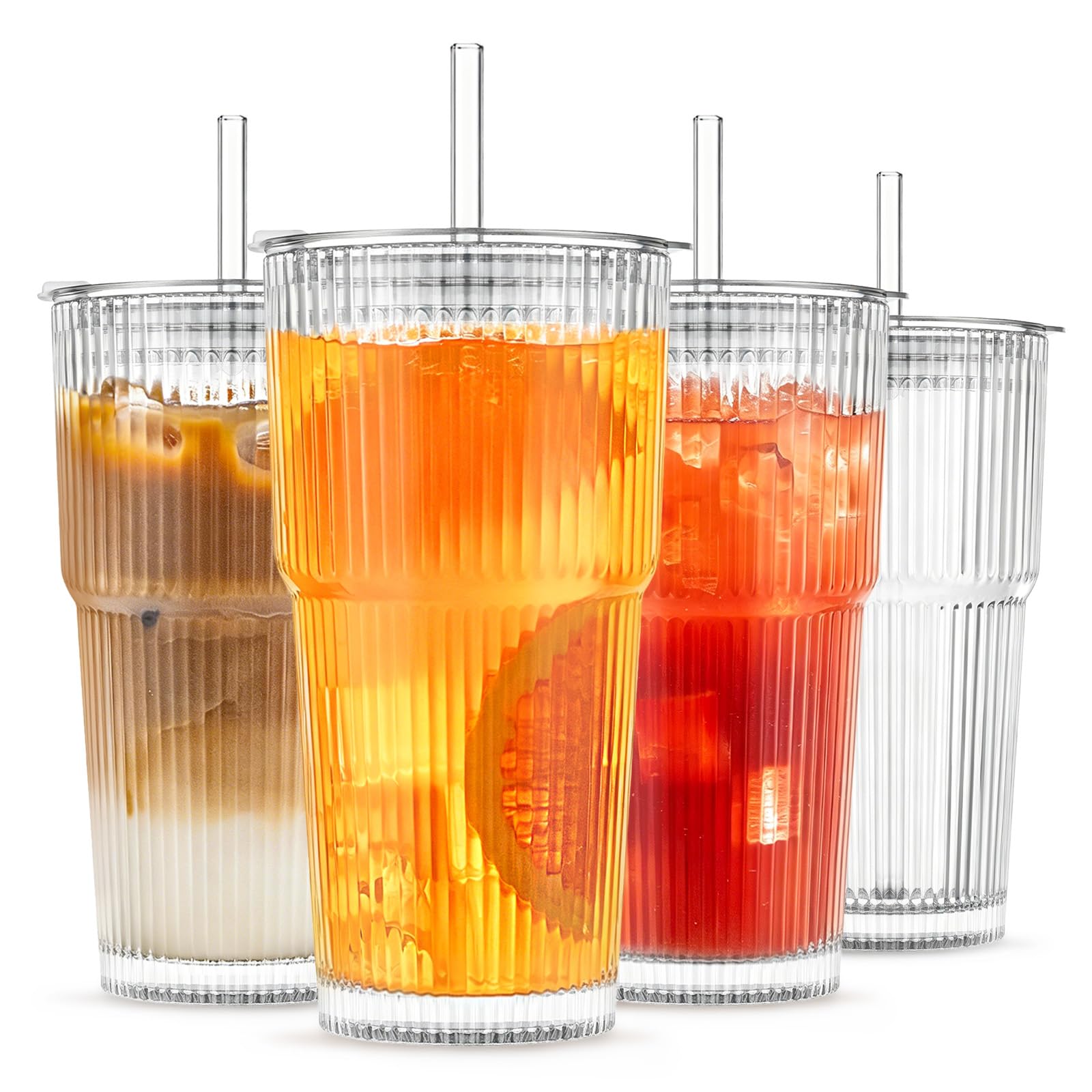 INSETLAN 20oz Ribbed Tumbler Set