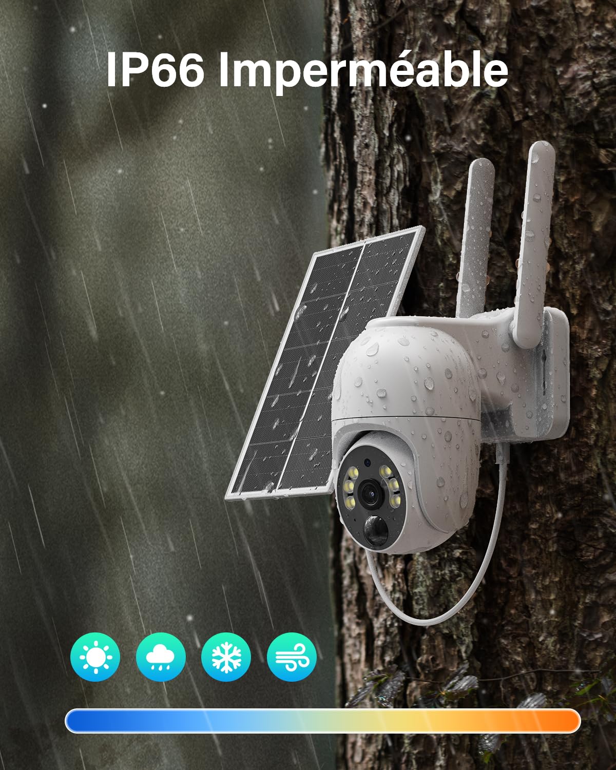 Caméra De Surveillance Extérieure 4G LTE PESAIR – 2K, Solaire, Détection Humaine, 180°, étanche IP65, Sans WiFi
