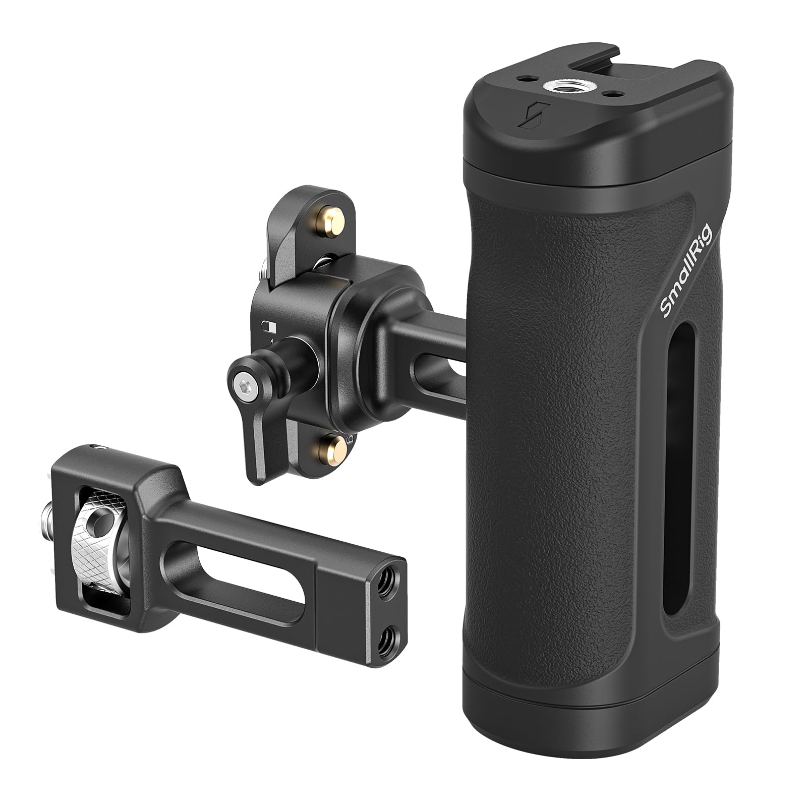 SMALLRIG Empuñadura Lateral Mini con Riel NATO o Rosca 1/4"-20, Agarre Ergonómico para Mano Izquierda o Derecha, Ajuste Vertical 30mm, con Zapata Fría y Rosca - 5948