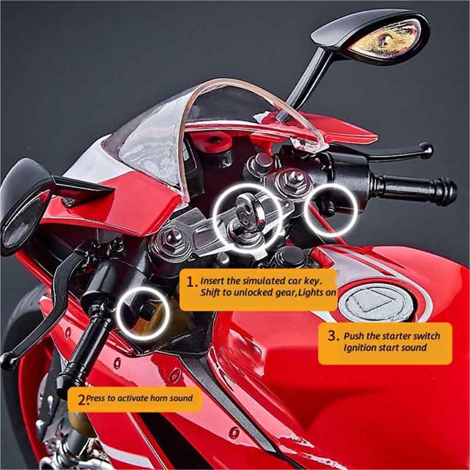 Für Ducati 1199 Panigale Legierung Racing Motorrad Modell Diecast Track Sport Sound Licht Mit Spray Kinder Spielzeug Schlüssel Starten 1:9