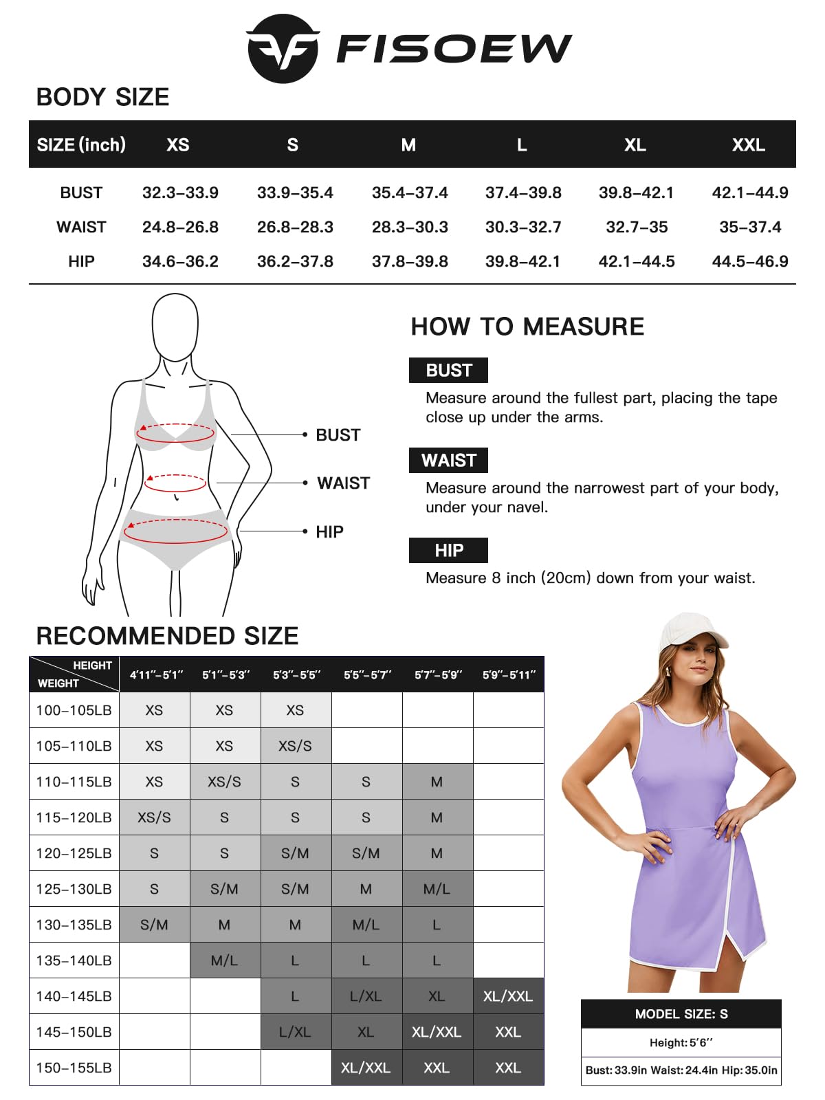 Fisoew Vestido de tenis para mujer con brasier integrado y bolsillos cortos, sin mangas, cuello redondo, para golf, atletismo