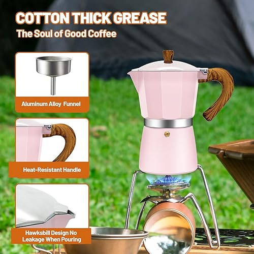 Miniatura 5 de Estufa de aluminio de 6 tazas de café expreso Moka Pot Express Percolator Italiano Classic Mocha Cafetera para café italiano y cubano para preparar