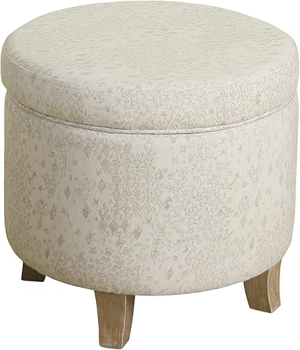 Miniatura 20 de HomePop Decoración del hogar | Otomana redonda tapizada de almacenamiento | Otomana con almacenamiento para sala de estar y dormitorio, terciopelo