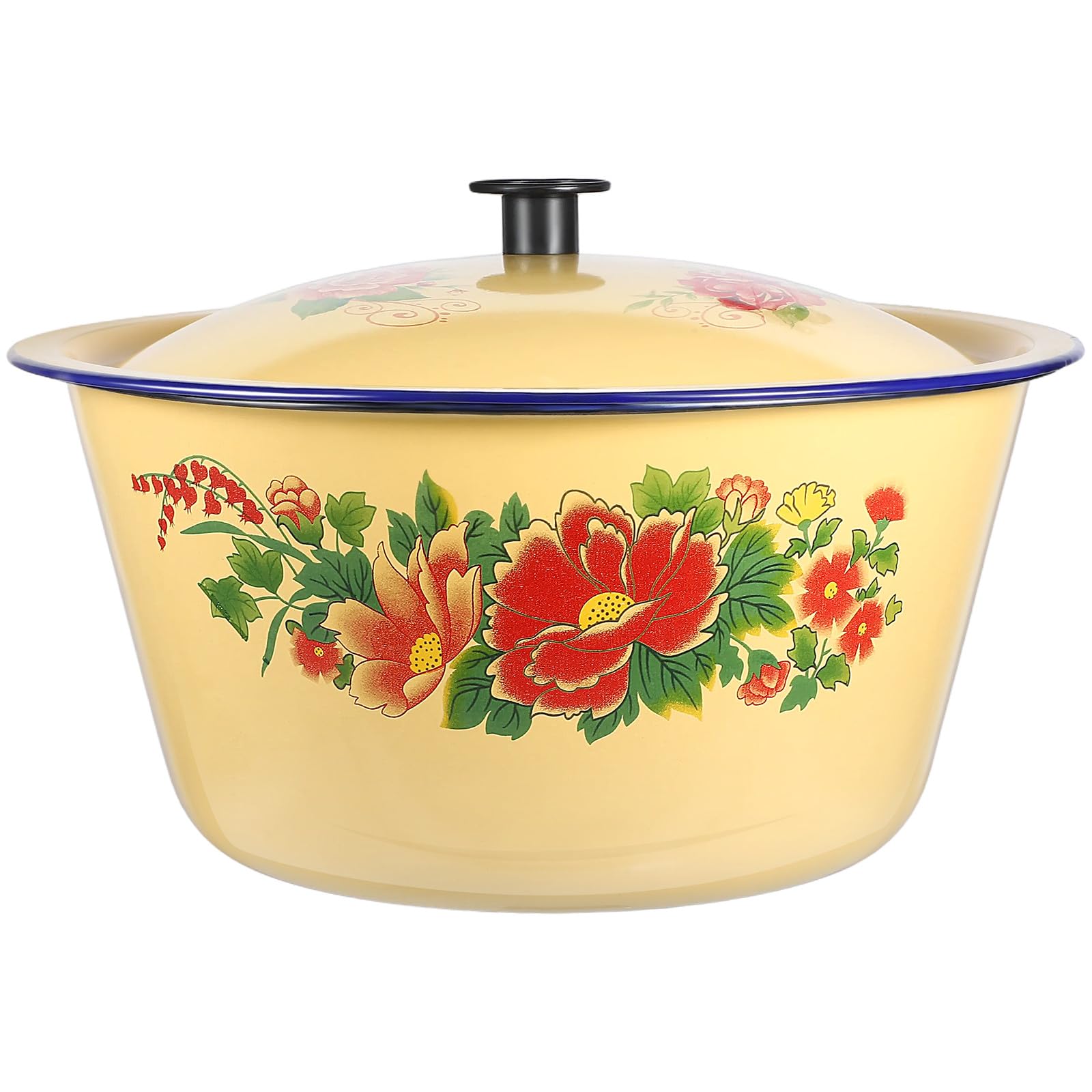 BESTonZON Casserole Émaillée Couvercle Grosse Capacité en Émail, Marmite à Soupe Économe en Énergie Cuisine, Ralentit la Dissipation de Chaleur Plusieurs styles