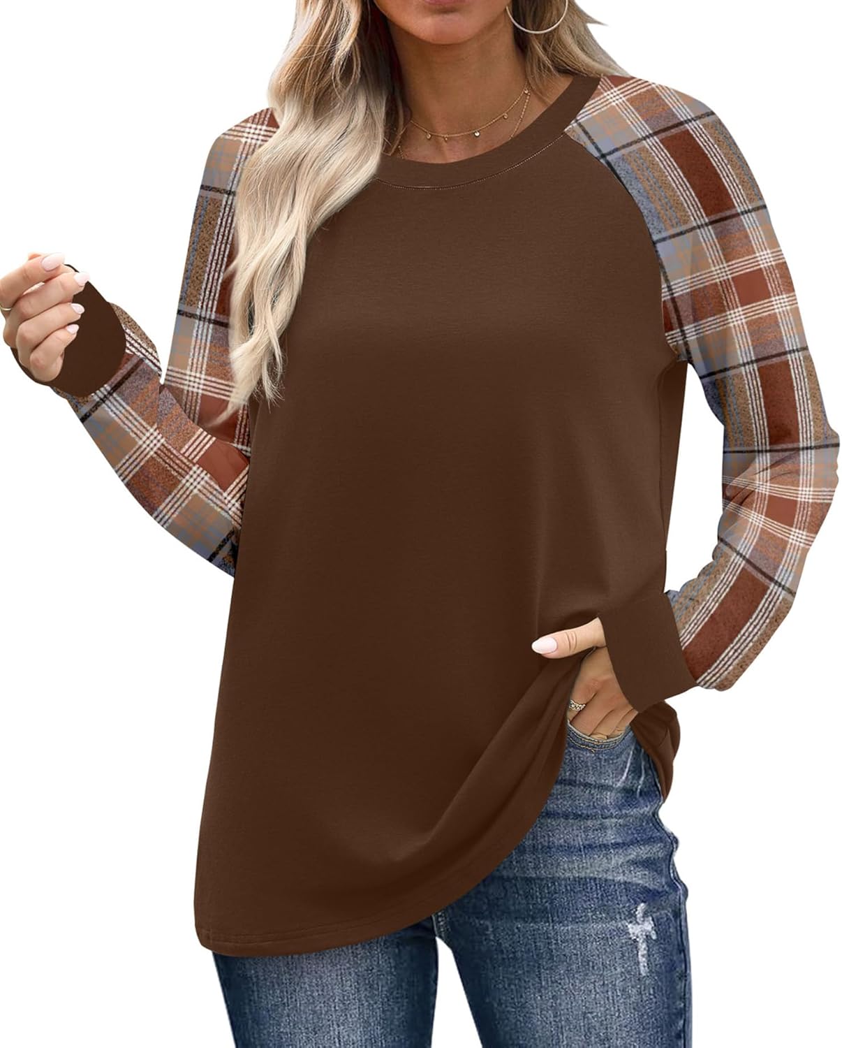 WIHOLL Long Sleeve Shirts for Women Color Block Raglan Tops Casual Crewneck Basic Tees Fall Clothes 2026 Fashion - Image 3