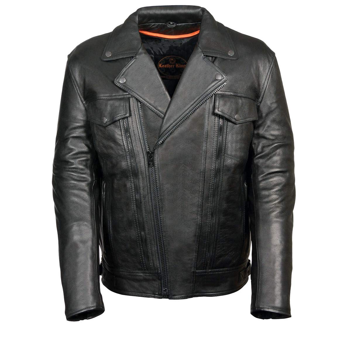 Milwaukee Leather ML1018 Mens Black Motorcycle Jacket with Utility Pockets