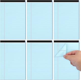 Utron 6 blocs pequeños de 5 x 8 pulgadas, color azul, con rayas estrechas de 5 x 8, bloc de escritura microperforado, bloc de notas legales con rayas universitarias de 5 x 8 pulgadas para estudio,