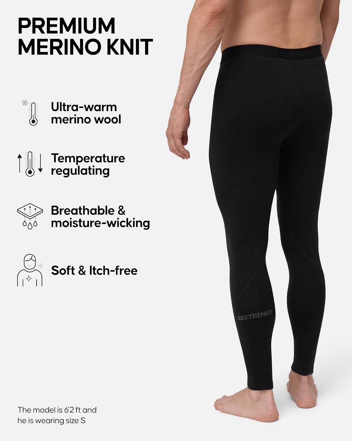 DANISH ENDURANCE Merino Wool Tights for Men for The Extreme Cold, Thermal Leggings Men, Warm Base Layer for Winter - Image 2