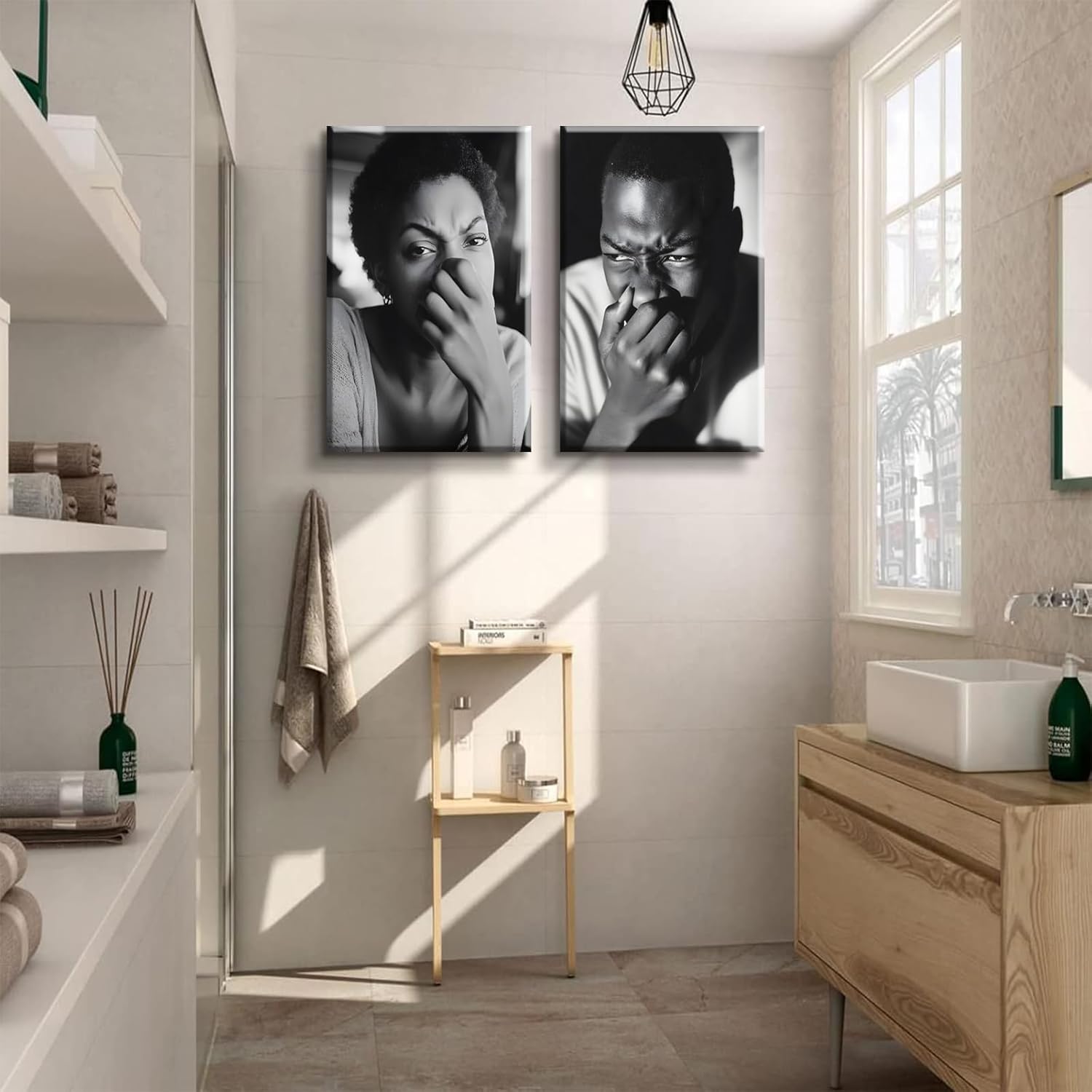 2Pcs Funny Bathroom Canvas Wall Art Black and White Comedy Movies Posters Wall Decor Funny Toilet Humor Smell Artwork Prints Friday Bathroom Painting Pictures Ready to Hang (8x10in Canvas) - Image 3