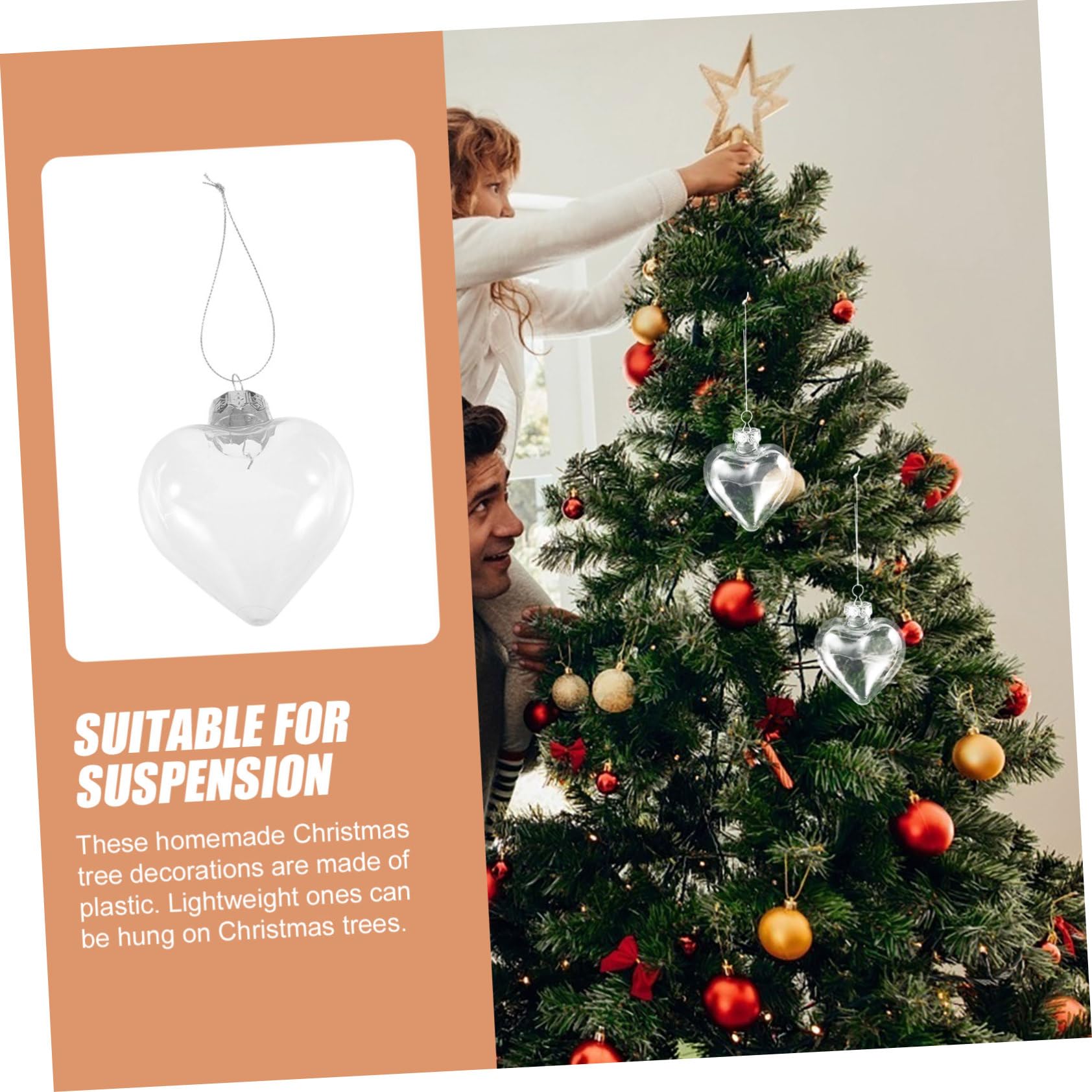 16piezas Transparentes Rellenables para Árbol De Navidad Adornos De Irrompibles y Celebraciones Navideñas