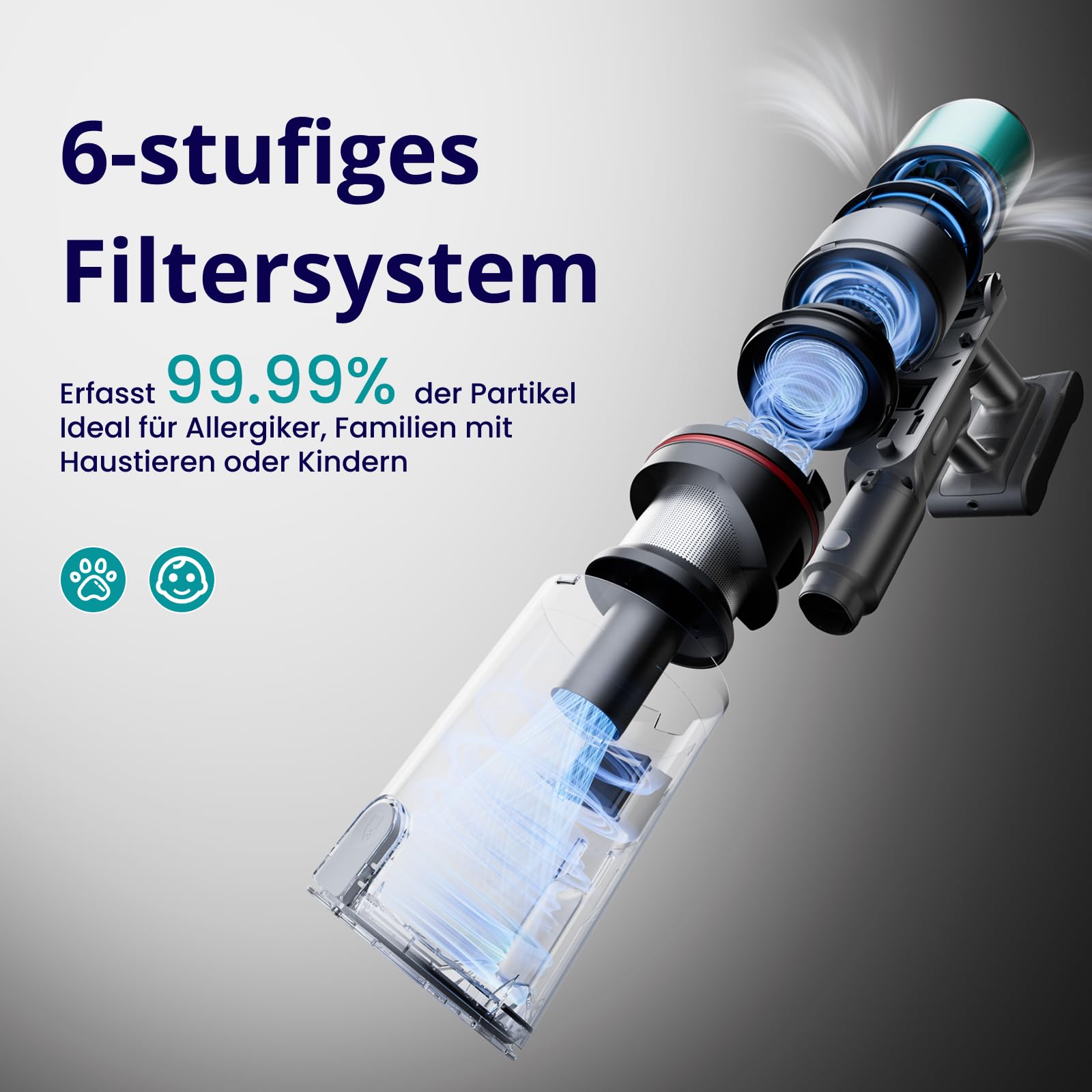 V5 Pro Akku Staubsauger Mit 1 M Flexschlauch, 55 kPa, 600 W, 80 Min