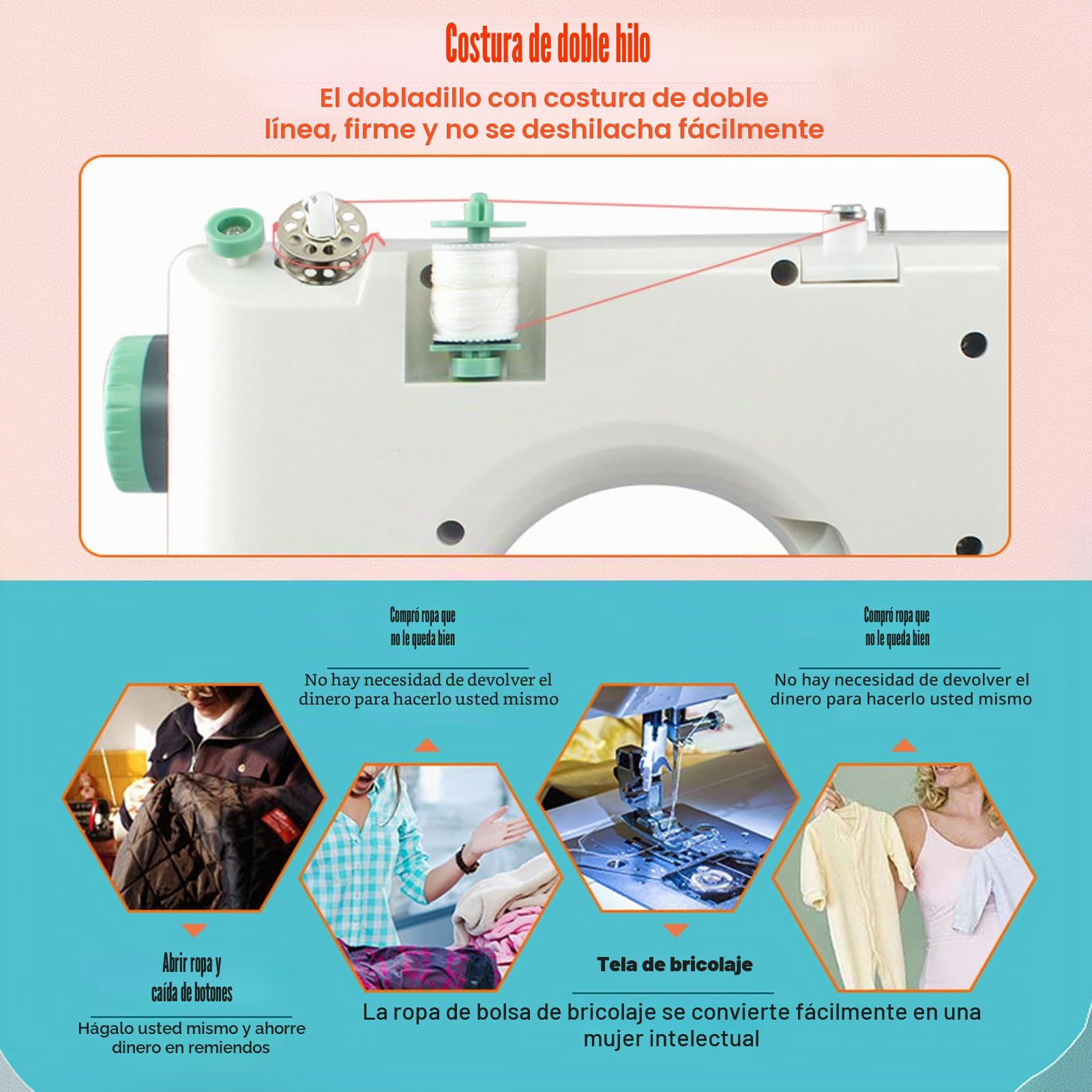 FLSM-520 Máquina de Coser Portatil Electrica con 12 patrones de puntada, Máquinas de Coser para Principiantes, Regalo para el día de la Madre (Máquina de Coser+Accesorios de Costura)