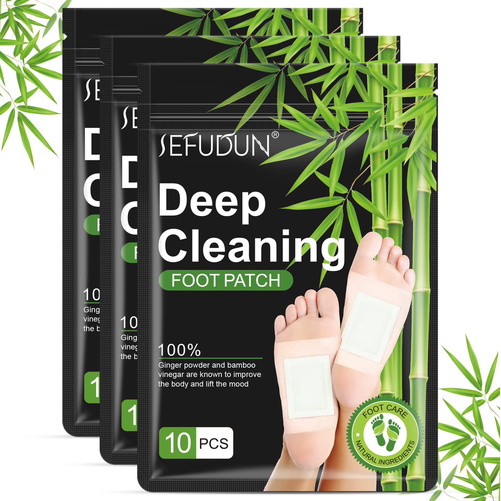 30PCS Detox Foot Pads, Foot Detox Pads to Remove Toxins, Ginger Bamboo Foot Patches - Deep Cleansing Foot Pads for Relieve Stress and Better Sleep