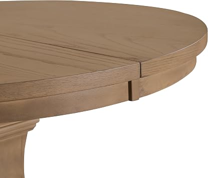 Merax Rustic Expandable Pedestal Dining Table, 39 Round to 57 with Extension Leaf, Rubberwood Base, Farmhouse Kitchen Table for 4-6, Light Natural