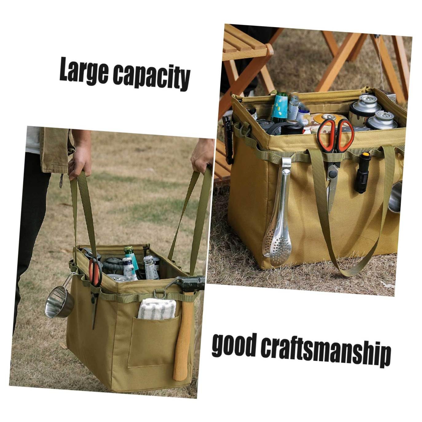 Borsa Portaoggetti Pieghevole da Campeggio in Tela Oxford Khaki
